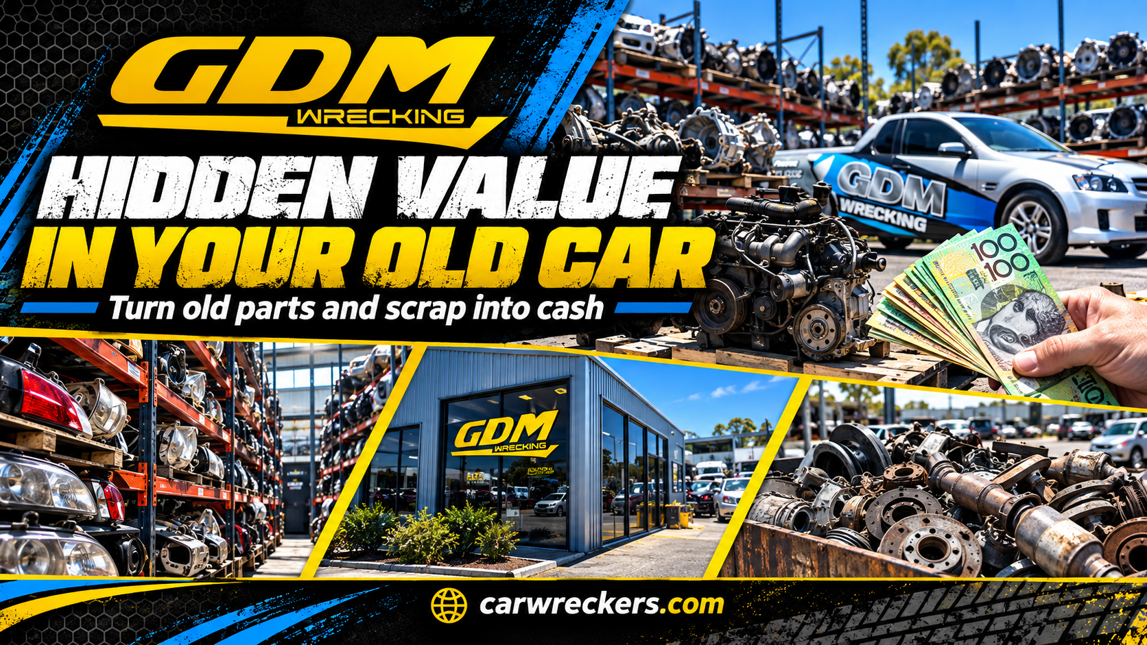 Quality used auto parts recovered from unwanted cars at GDM Wrecking