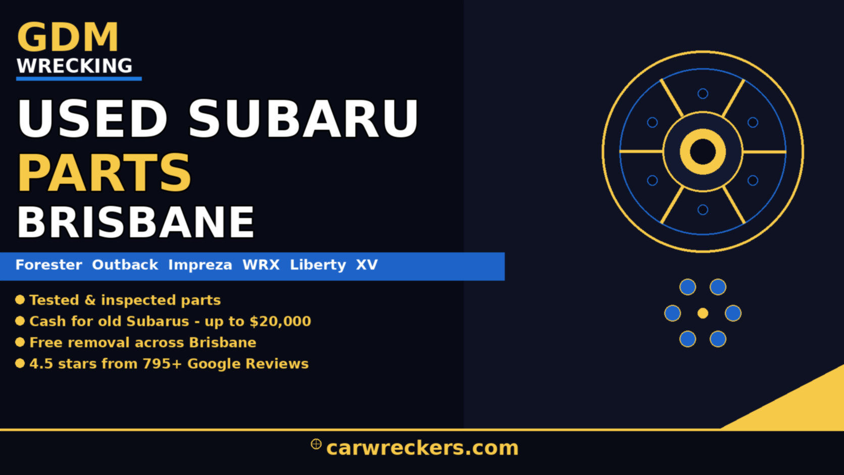 Used Subaru parts in Brisbane - GDM Wrecking